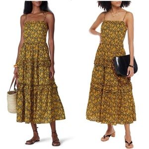 Nicholas Adele Dress Floral Golden Ruffle Tiered Size US 2